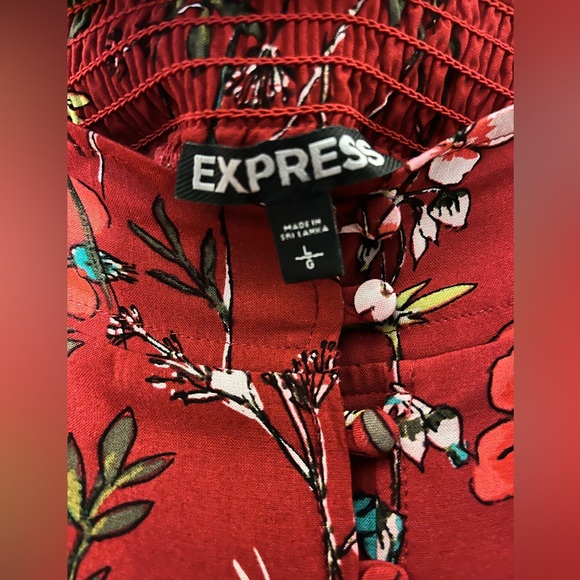 Express- size L- claret maxi skirt w/flowers. Buttons to thigh. GC. - Picture 2 of 5